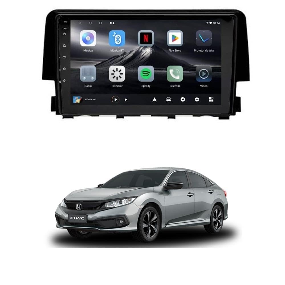 Central Multimídia Adak G2 9" QLED para Civic G10 (2016-2022): Android Auto & CarPlay Sem Fio