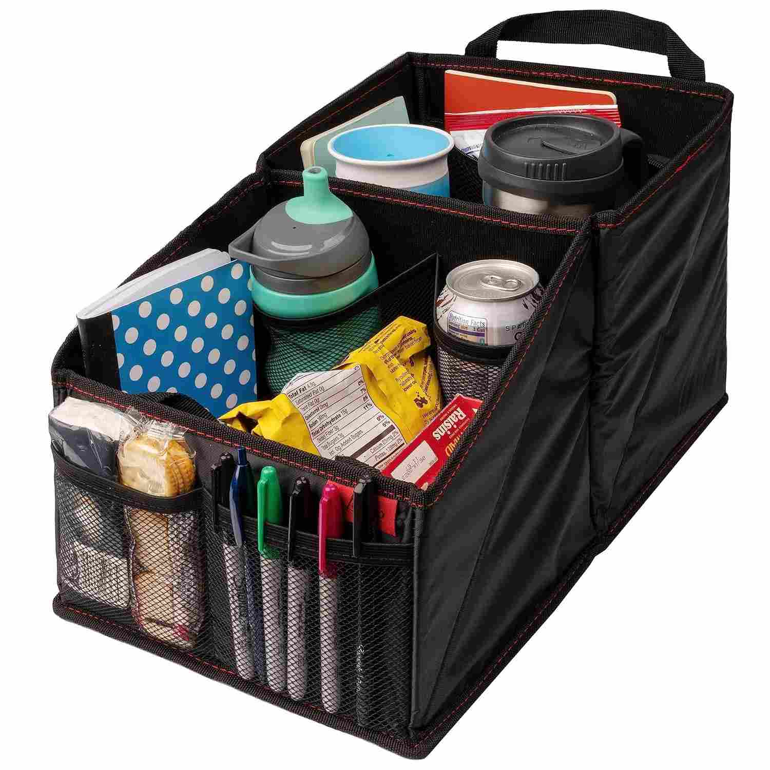 Organizador de Assento de Carro Lusso Gear: 9 Compartimentos, Porta-Copos e Mais para Viagens Tranquilas