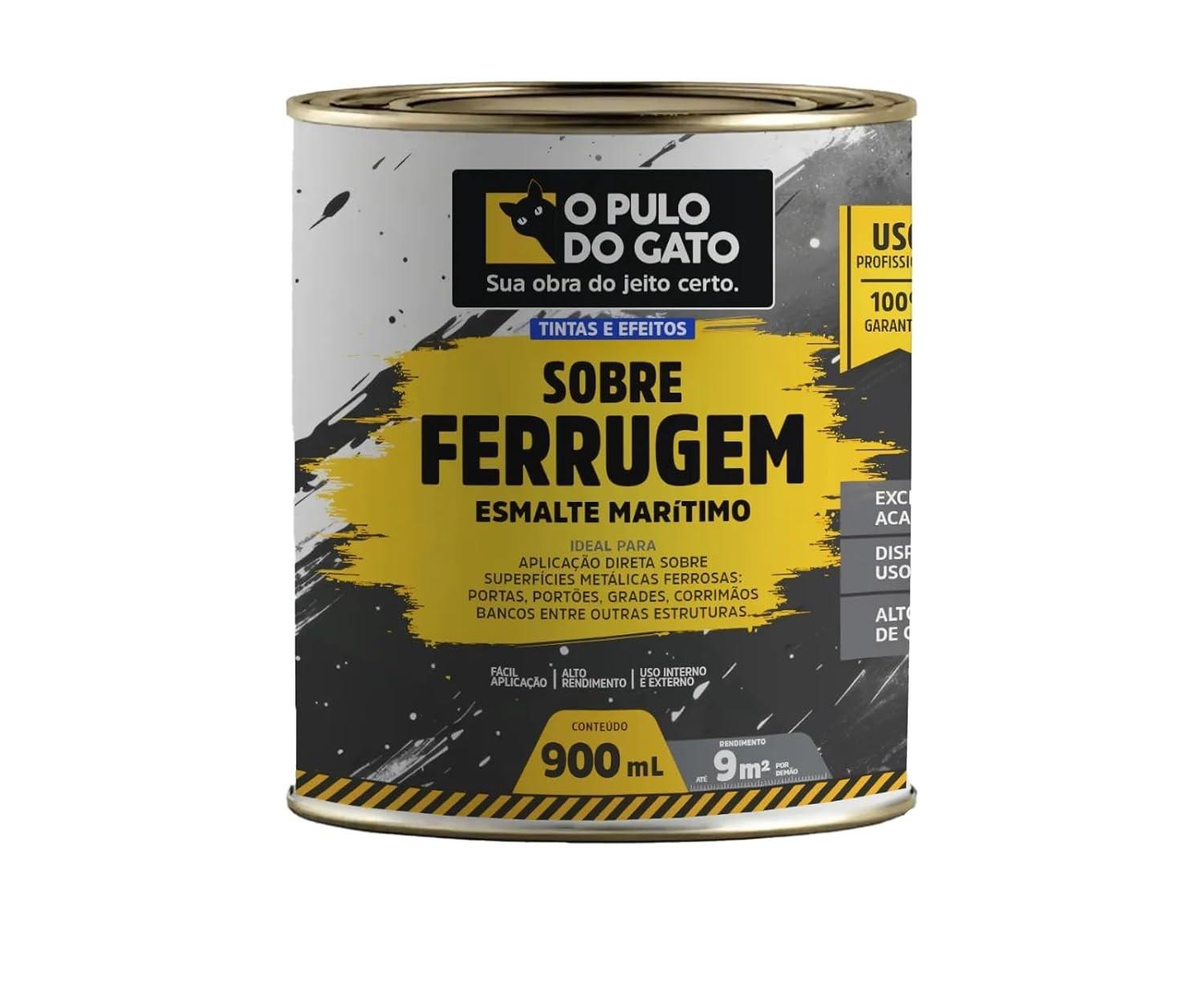 Tinta Esmalte Sobre Ferrugem - 900ml Pulo do Gato (Preto Fosco)