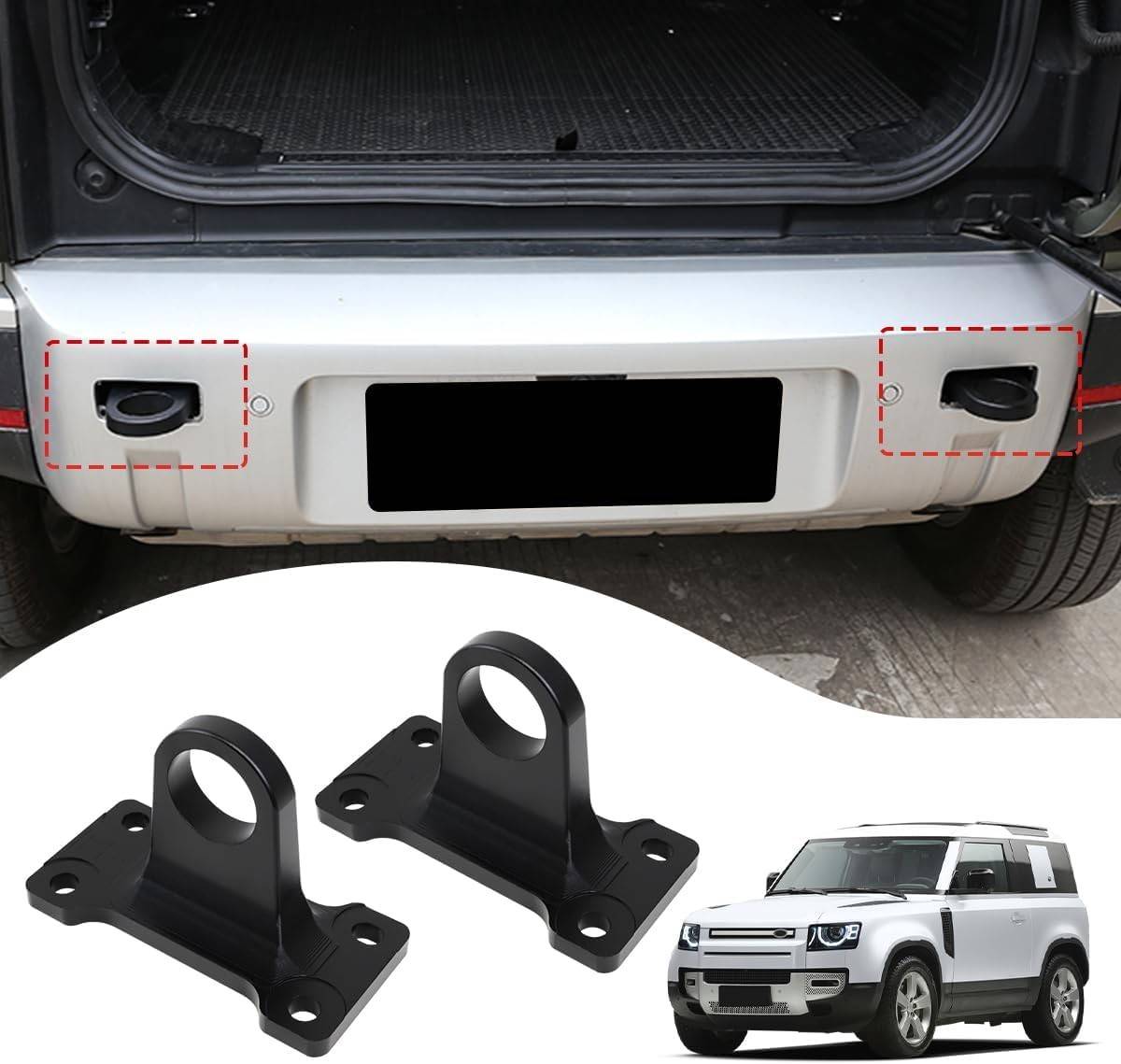 2 Ganchos de Reboque Reforçados para Land Rover Defender 90/110/130 (2020-2025) - Liga de Alumínio Premium (Preto)