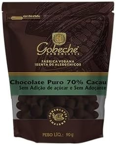 Gotas Chocolate 70% Cacau Gobeche - zero açúcar e adoçantes com tâmara - 90g