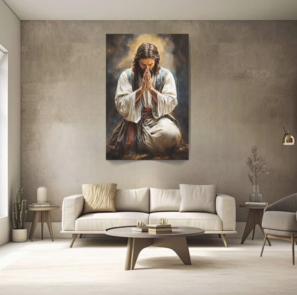 Quadros Decorativos Religiosos Jesus Cristo - Canvas Premium 90x60cm para Quarto e Sala