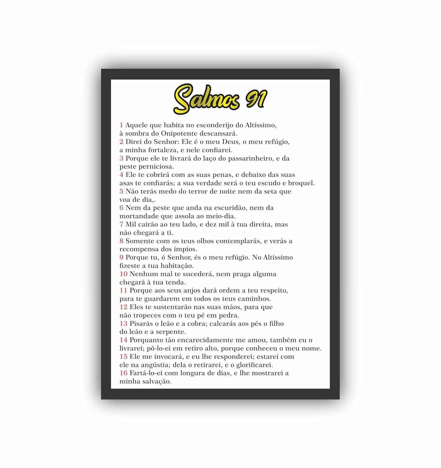 Quadro Decorativo Salmos 91 com Moldura Preta - Inspire-se com Fé e Estilo
