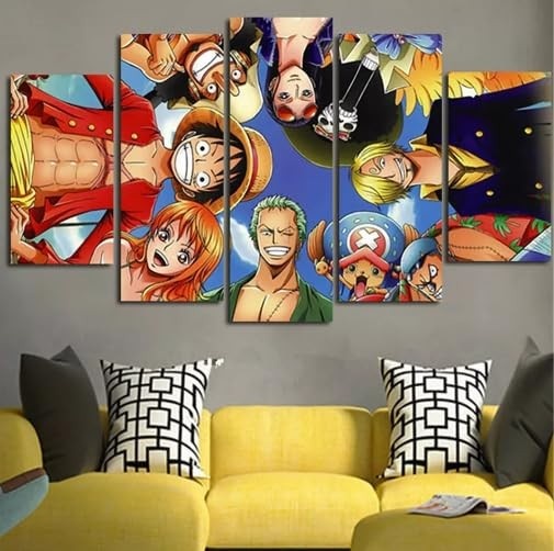 Kit Quadro Decorativo 5 Peças 95x60cm - Anme One Piece | Transforme Seu Ambiente com Estilo e Personalidade