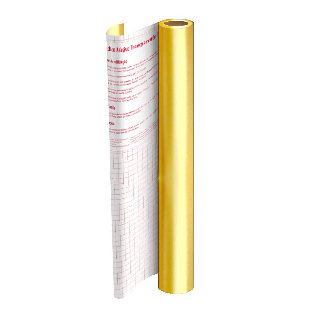 DAC Adesivo Metalizado em Rolo - Polipropileno 0,08mm, 45cm x 10m para Acabamentos Premium