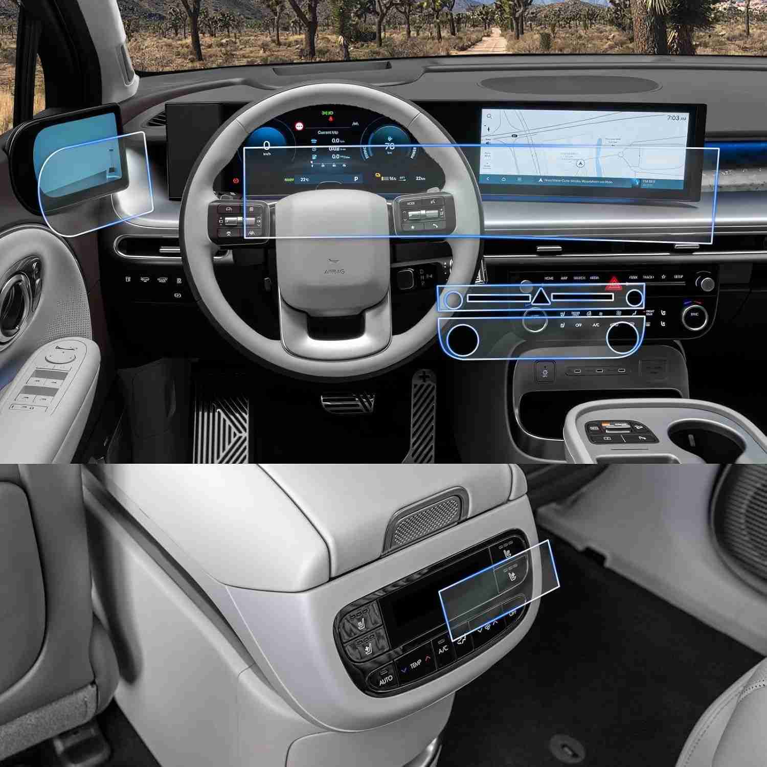 Kit 10 Protetores de Tela CDEFG para Hyundai Ioniq 9 2026 - Navegação, AC e Espelho