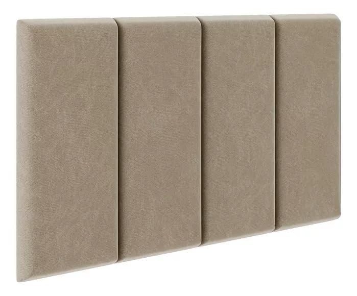 Cabeceira de Cama Box Solteiro 100x45cm Bege Ane - Design Retrô com Tecido Aveludado
