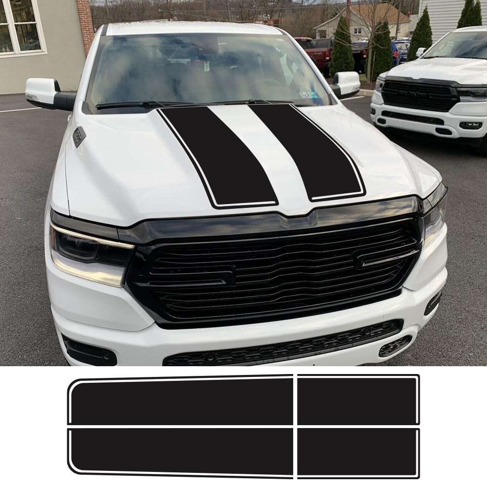 Adesivos de Capô para Porta Traseira Dodge Ram 1500/2500 Hemi Rebel - Vinil Premium Preto Fosco