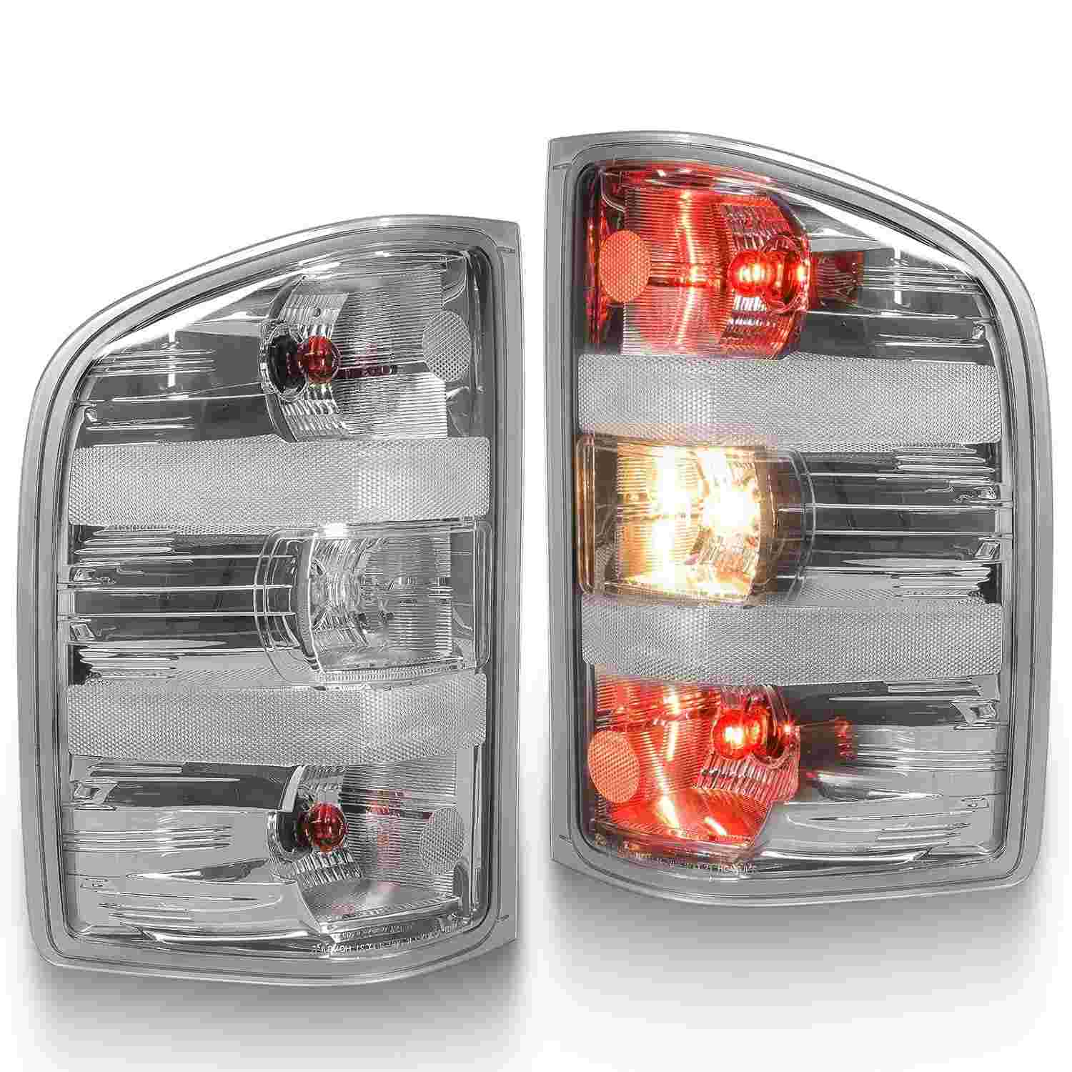 Luzes Traseiras MAYELLO para Chevy Silverado 1500/2500/3500 (2007-2014) - Lente Clara Cromada OE, Plug and Play