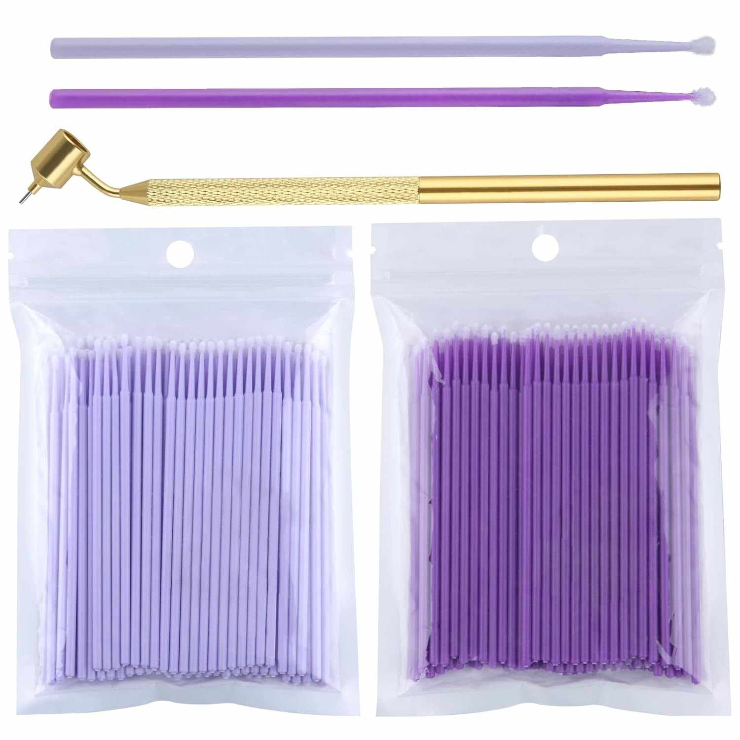 Pacote com 200 Pincéis de Retoque Automotivo + Caneta de Tinta Dourada - Reparo Preciso de Lascas e Arranhões