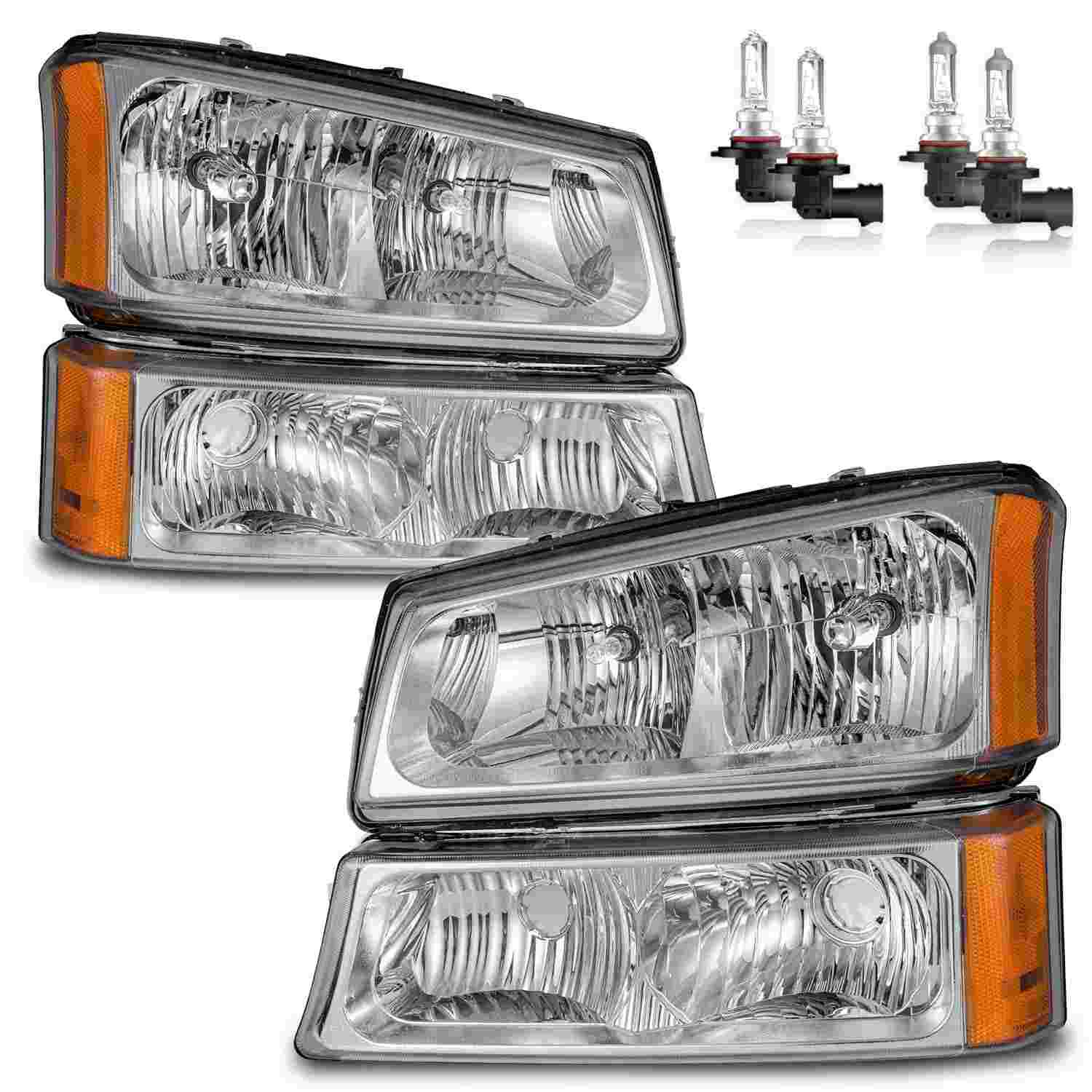 Faróis Completos para Chevy Silverado & Avalanche (2003-2006) - Brilho e Segurança Superior