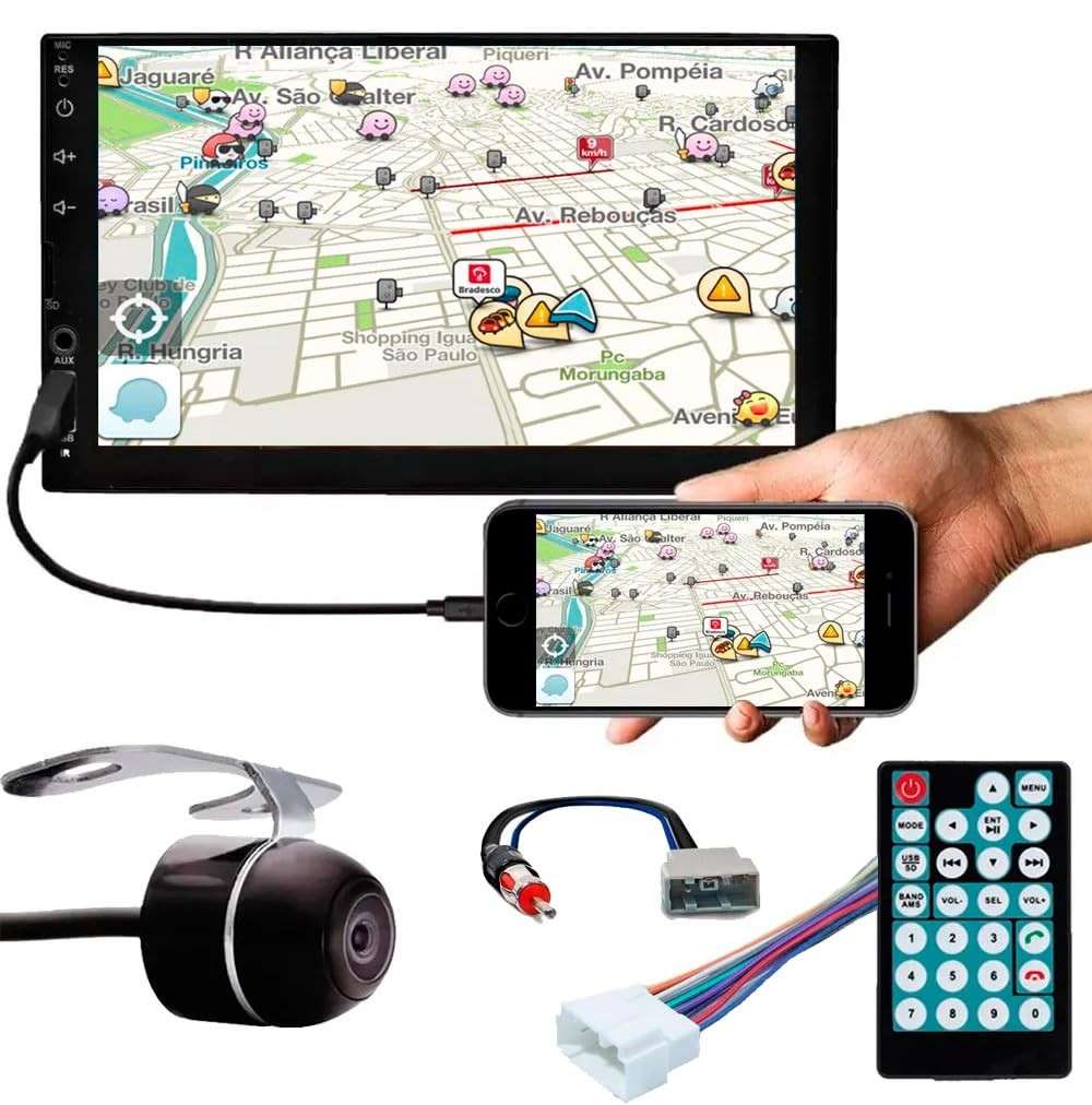 Central Multimídia 7" para Nissan Versa e March (2012-2021) com Espelhamento, Bluetooth, USB, SD Card + Câmera de Ré