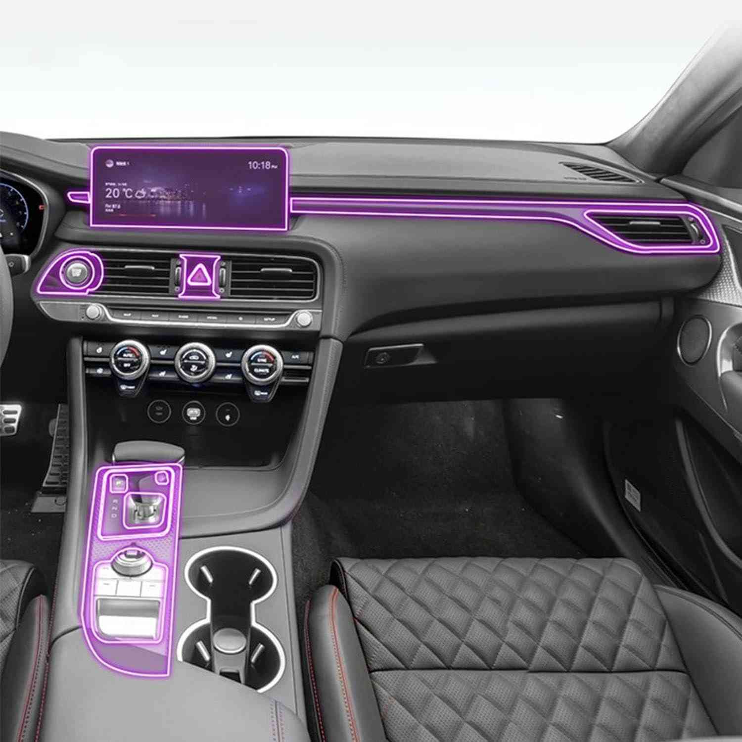 Proteção Essencial para Genesis G70 2019-2023: Película TPU Transparente Anti-Risco para Console e Tela GPS