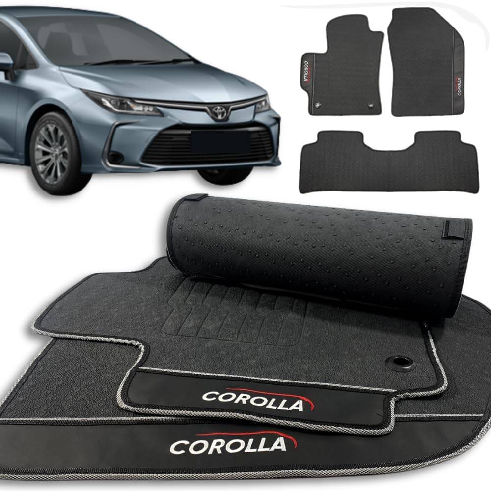 Jogo de Tapetes Automotivos Emborrachados Premium para Corolla 2020-2025 (3 Peças)