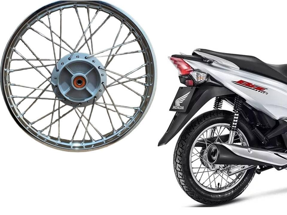 Aro Roda Traseira Cromada Completa Biz 100/110i/125 KS ES (Até 2023) - Upgrade Completo!
