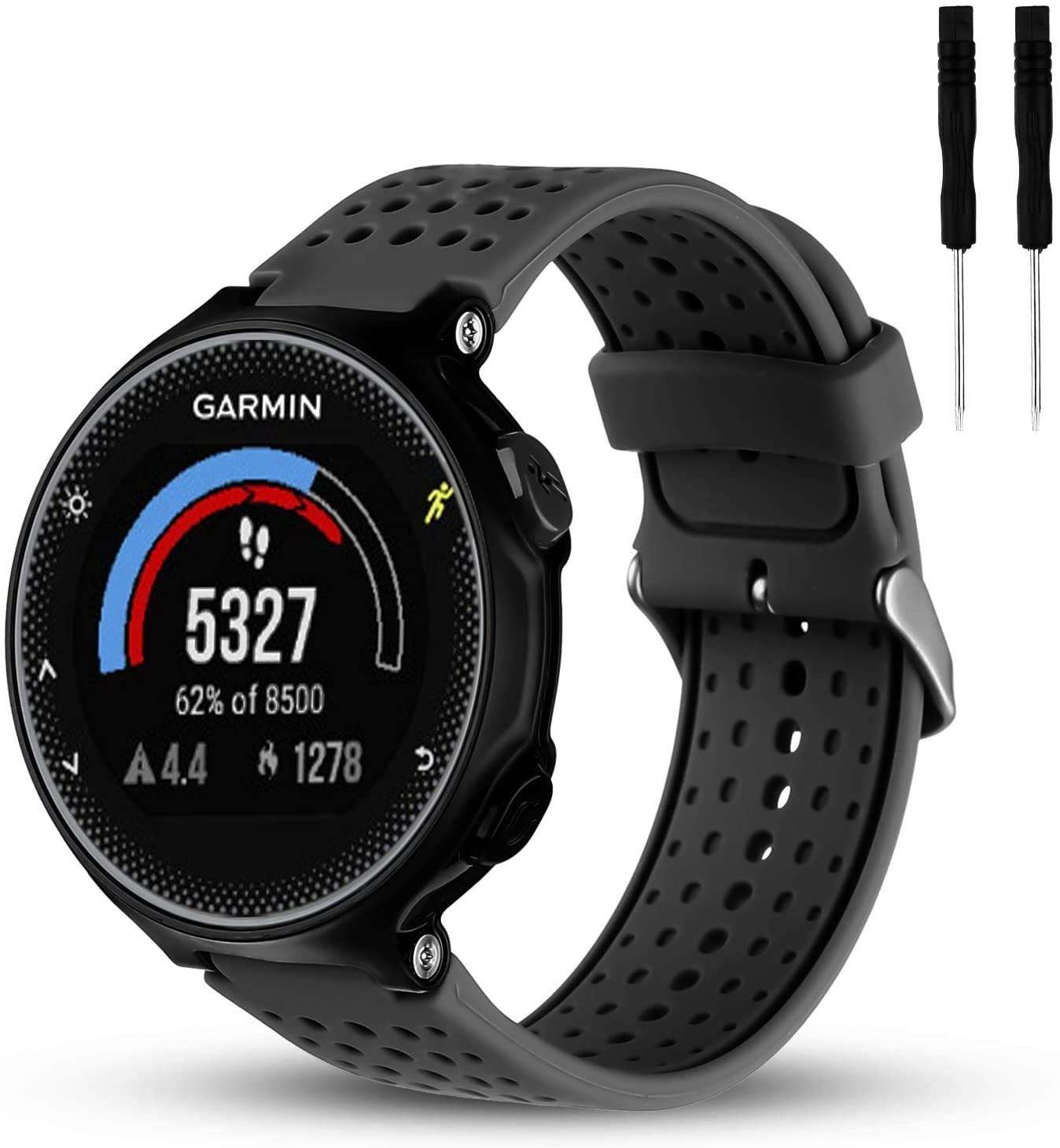 Pulseira Garmin Forerunner 22mm Danet Preta - Compatível com 235, 220, 230, 620, 630, 735XT
