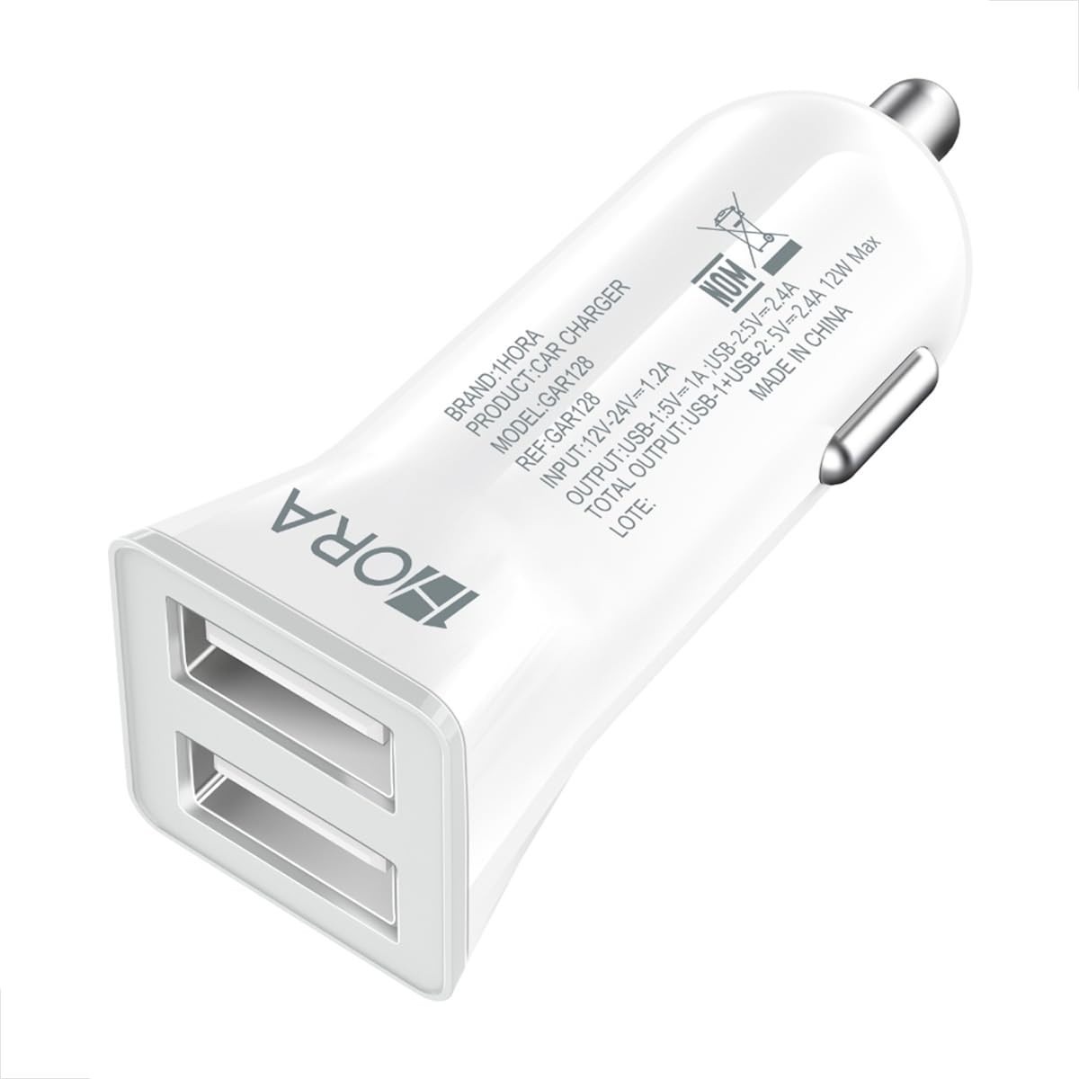 Carregador Veicular USB Duplo 2.4A 12W: Energia Rápida para Seus Dispositivos