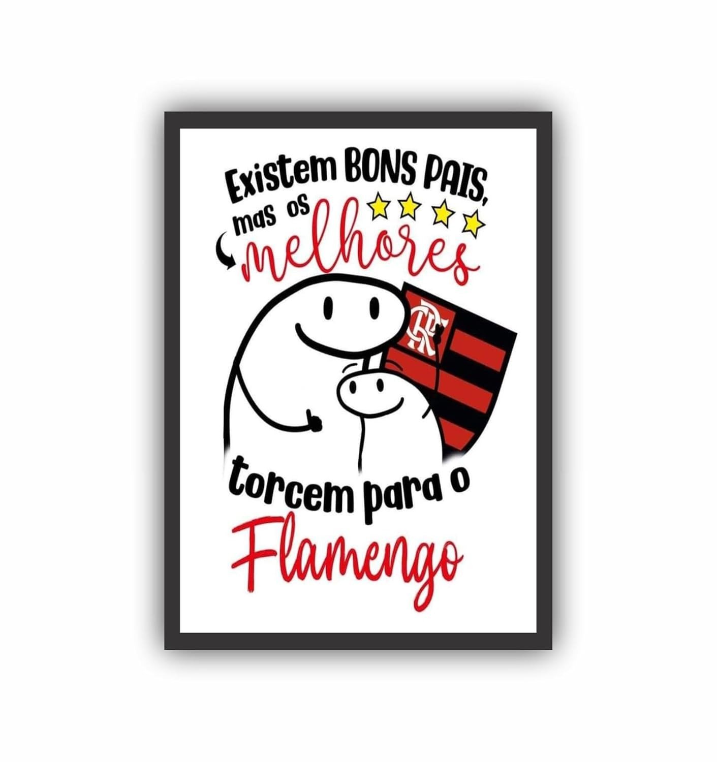 Quadro Decorativo Pai Flamengo 24x33cm - Moldura Madeira Reflorestada com Design Exclusivo
