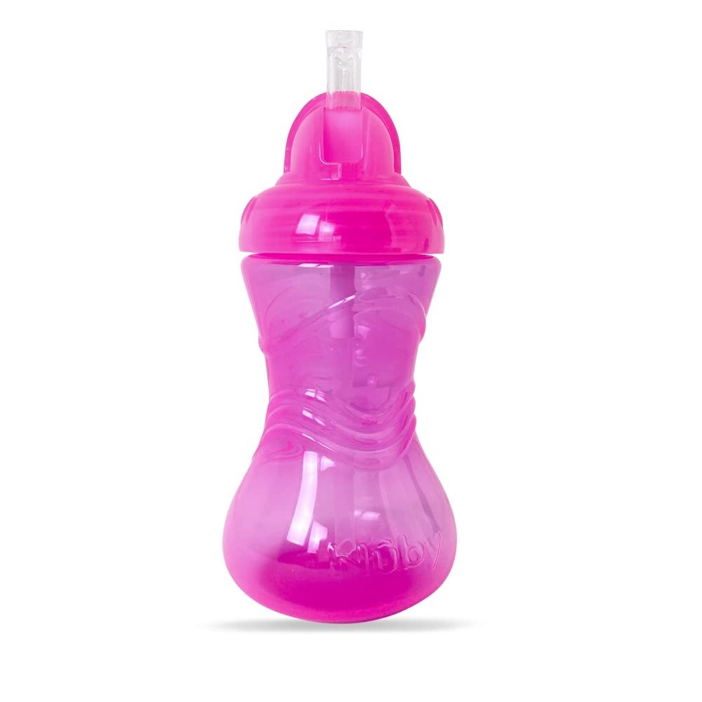 Copo Com Canudo Flip-It 300ml Nuby Rosa/Verde - Seguro, Antivazamento e Livre de BPA