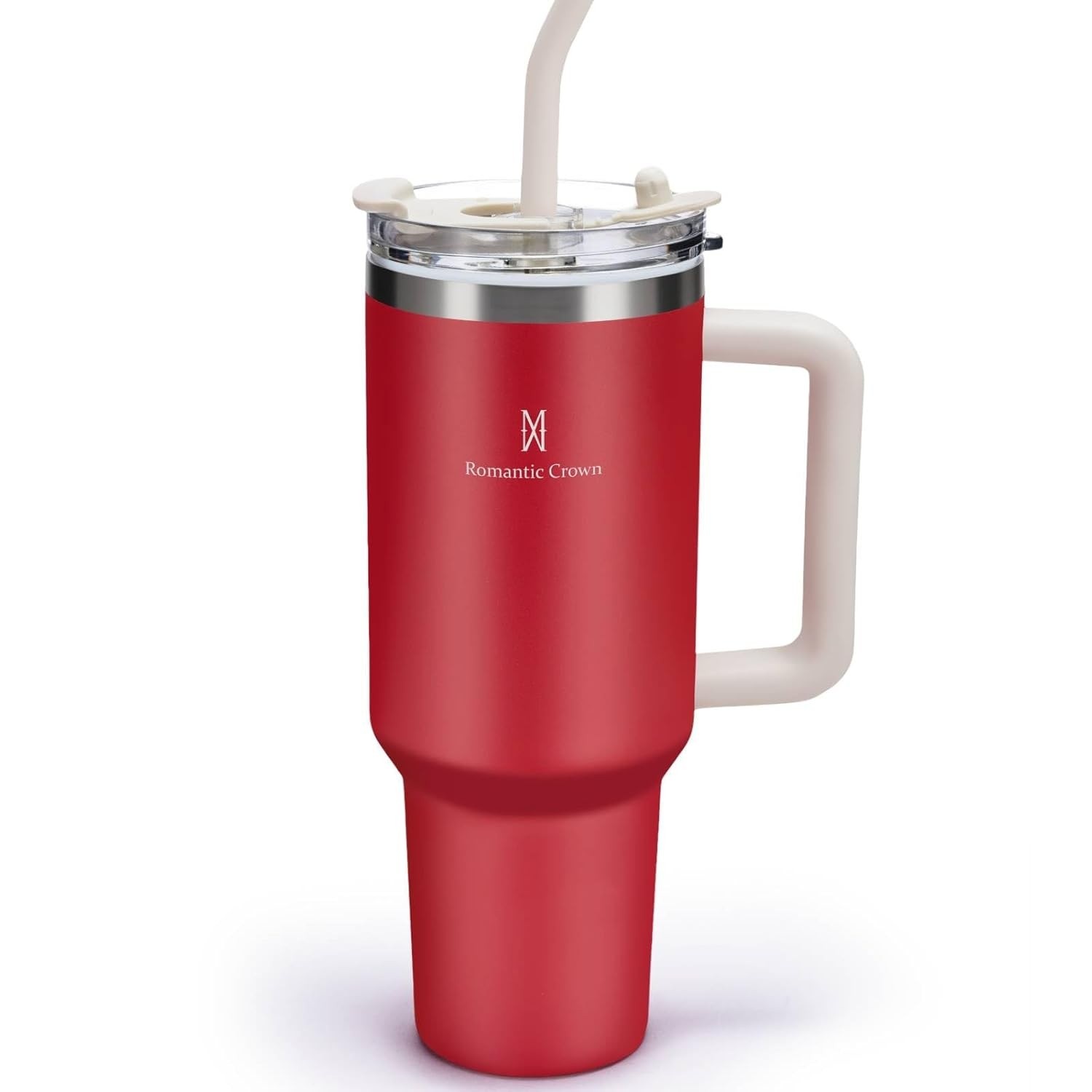 Romantic Crown Copo Térmico com Canudo 1,18L - Aço Inox 304, Tampa à Prova de Vazamento, Alça e Design Ergonômico para Viagem