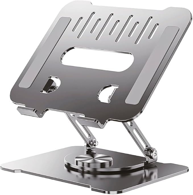Suporte para Notebook Alumínio Ajustável com Base Giratória 360° - Ergonômico, Estável e Portátil para até 17"