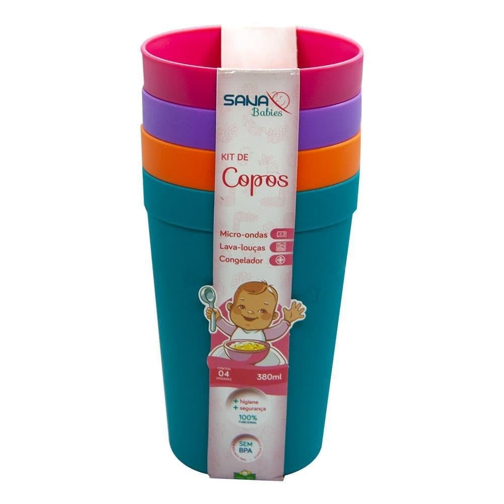 Kit Copo Infantil Grande 380ml com 4 Unidades - Coleção Menina | Sana Babies