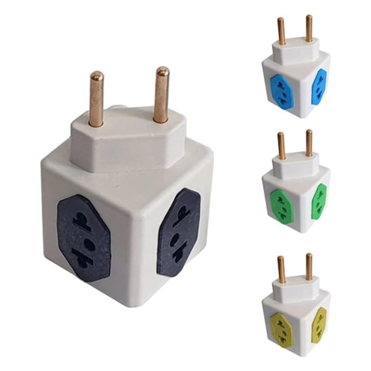 KIT 3 Adaptadores Benjamin Cubo 3D: 4 Tomadas (3x10A + 1x20A) Padrão Novo