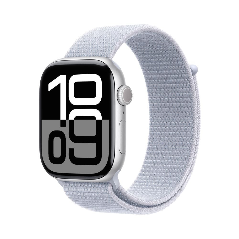 Apple Watch Series 10 GPS 46mm: Caixa Prateada, Pulseira Nuvem Azul - Saúde e Conectividade Avançada