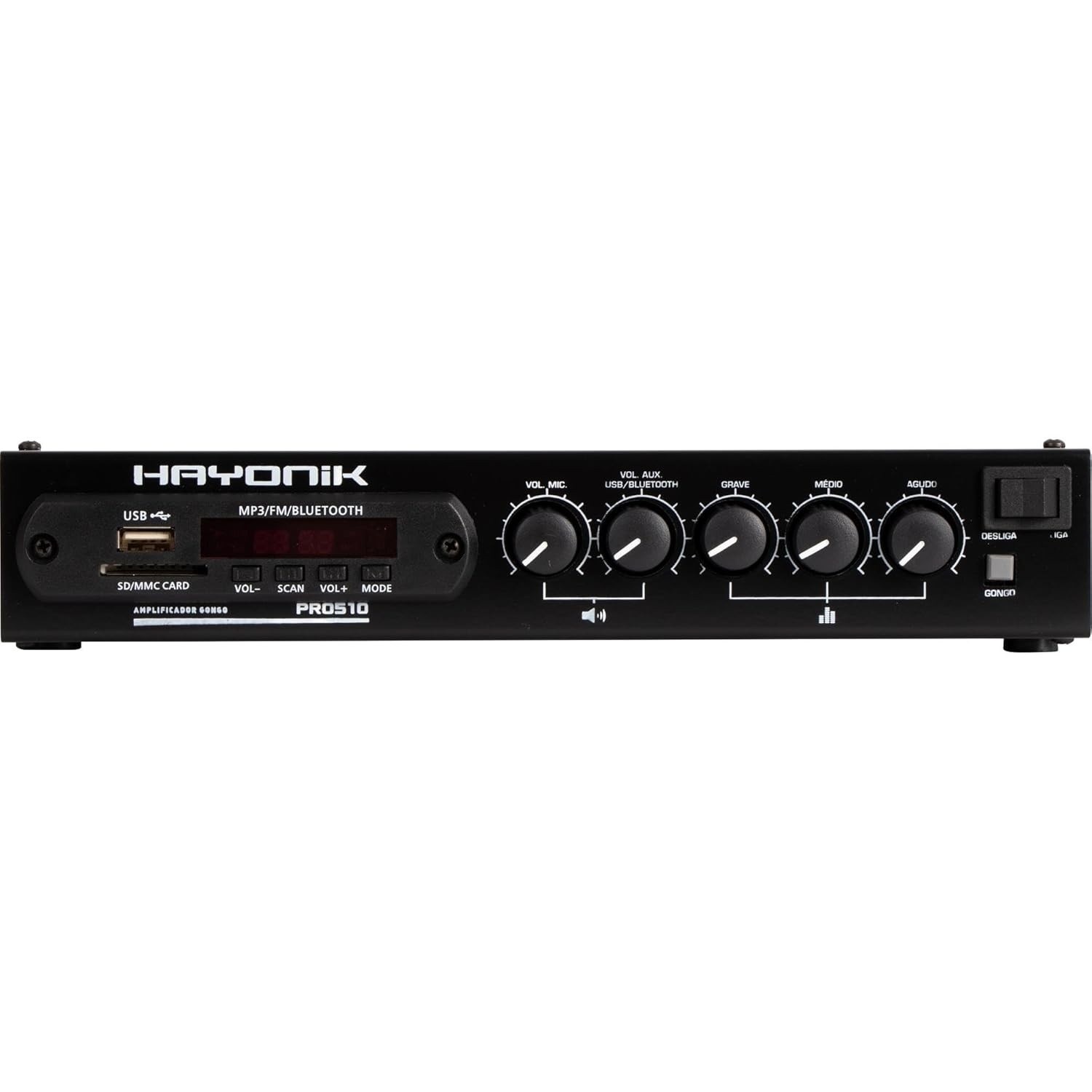 Amplificador Hayonik PRO510: Som Ambiente Impecável com Bluetooth, USB e 50W RMS