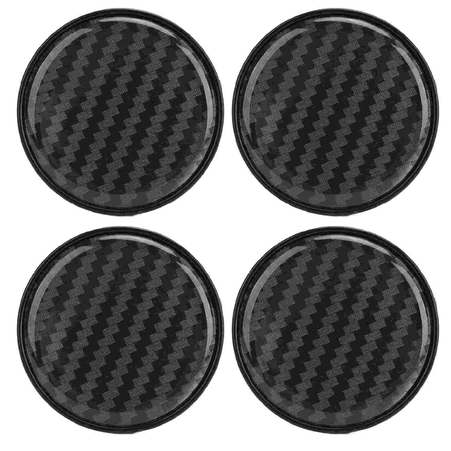 Kit 4 Capas Centrais para Roda com Design Carbono - 54mm Universal