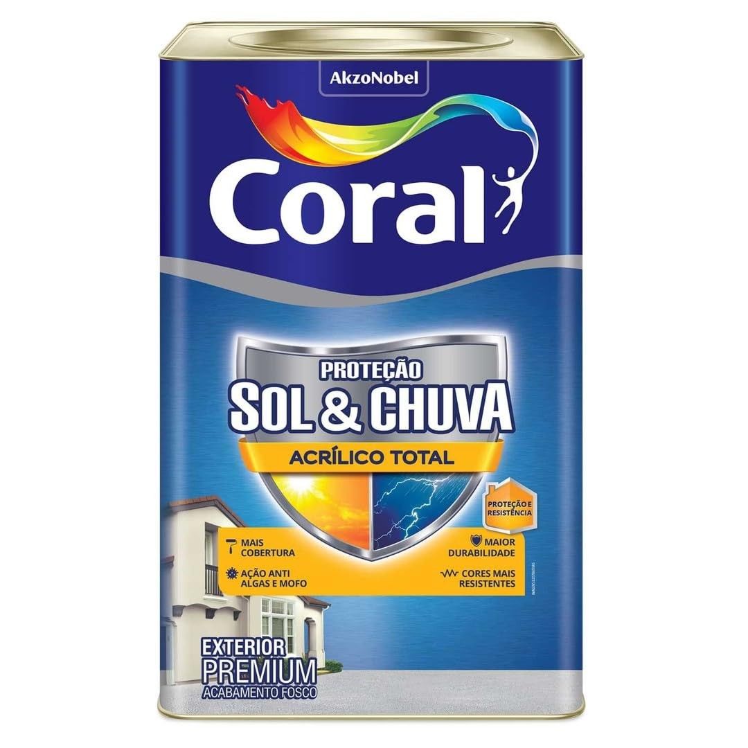 Kit Revestimento Acrílico Coral Sol E Chuva 18L Com Trincha Média 696