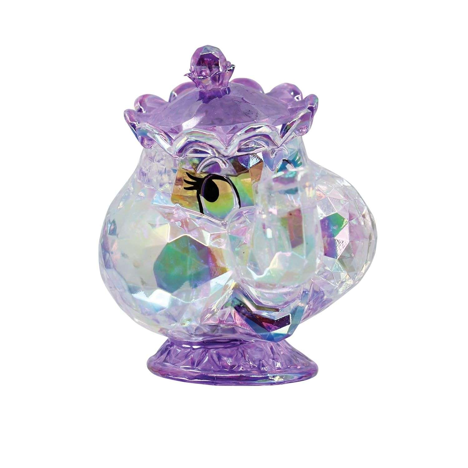 Enesco FACETS Disney Sra. Potts - Estatueta A Bela e a Fera 7 cm em Acrílico Facetado Roxo