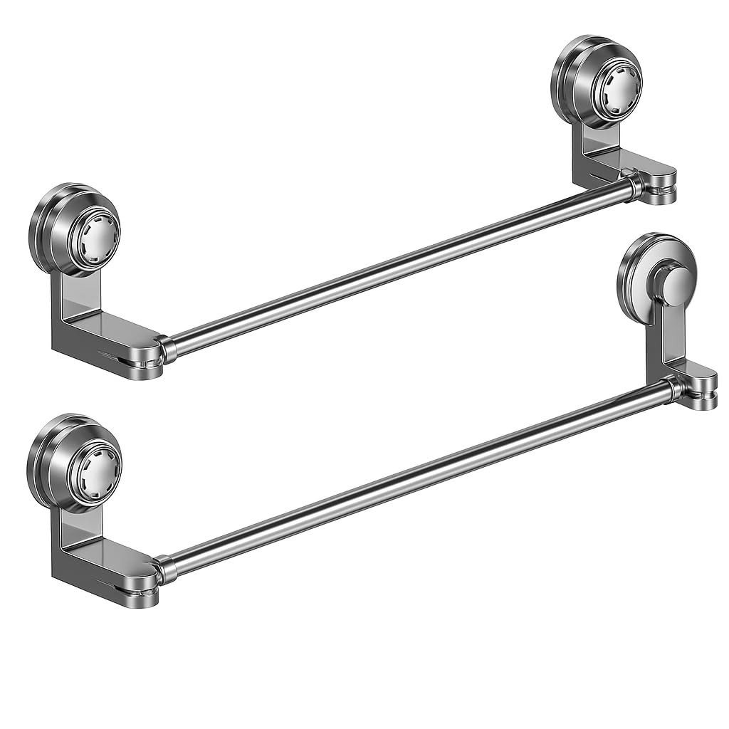 Toalheiro Extensível com Ventosa Giratório 180° - 50 a 100cm | Sem Furos na Parede