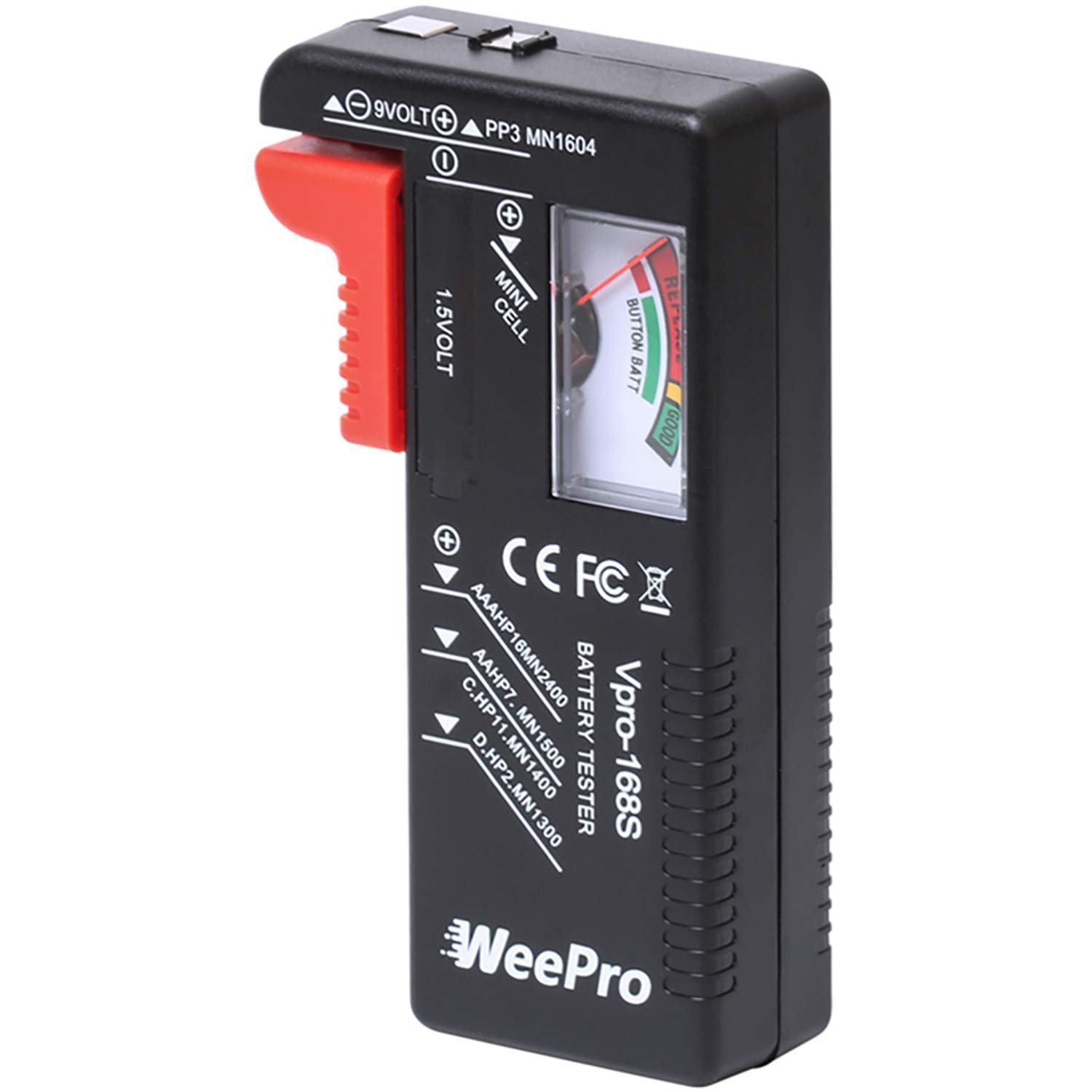 Verificador de Bateria WeePro: Teste Universal para Pilhas AA, AAA, C, D, 9V e Mais!