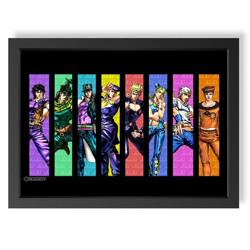 Quadro Decorativo JoJo's Bizarre Adventure To Be Continued em Vidro Premium - Geek.Frame para Decoração de Sala e Quarto - Presente Ideal para Otakus e Gamers