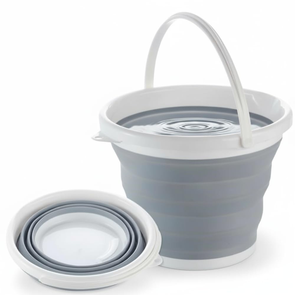 Balde de Silicone Dobrável 5L com Alça - Flexível, Retrátil e Ideal para Casa e Lazer