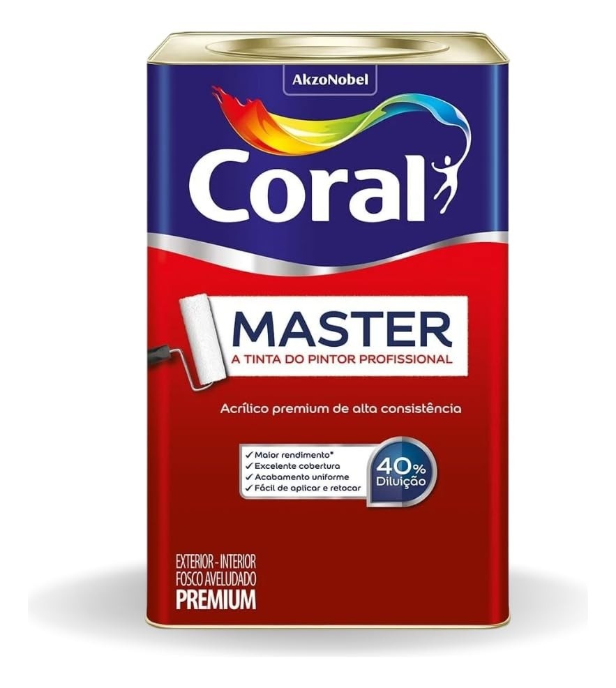 Tinta Acrílica Premium Coral Master 16L - Secagem Rápida e Alta Cobertura