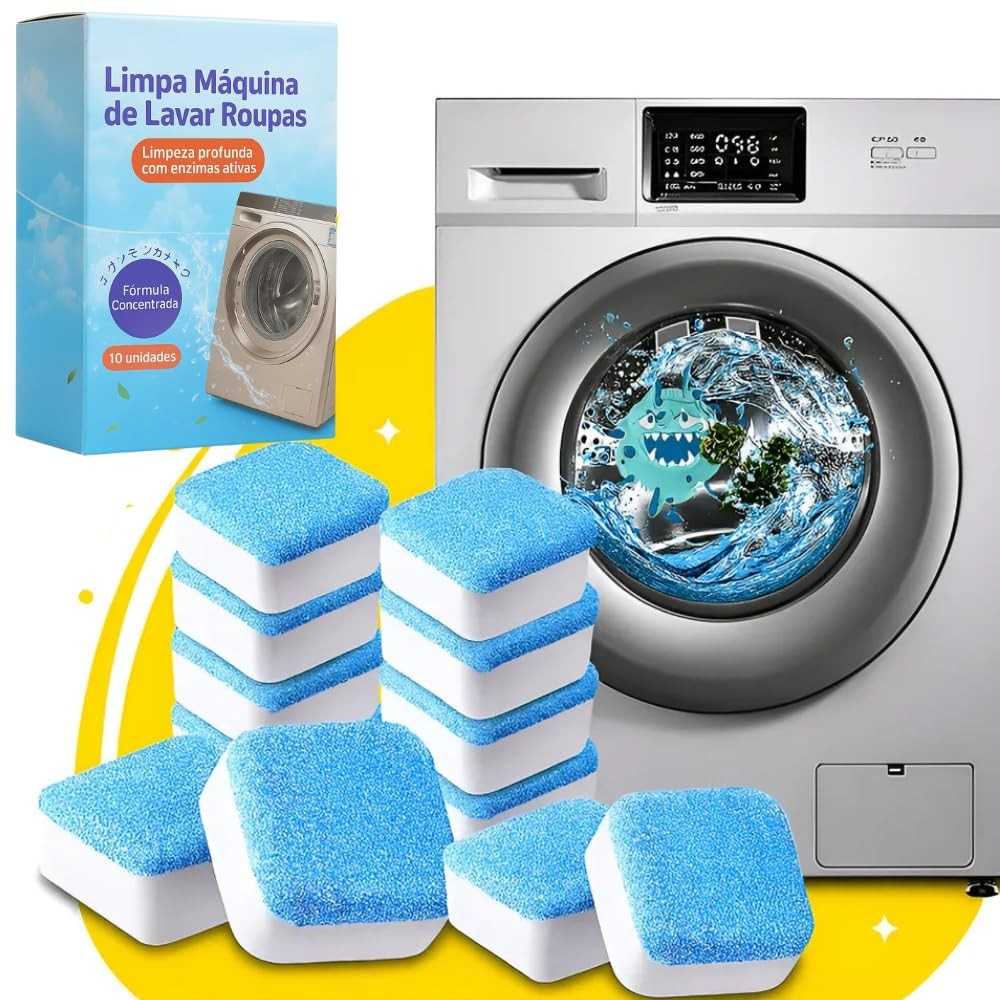 Kit 10 Pastilhas Limpa Máquinas de Lavar Roupas - Efervescentes e Antibacterianas