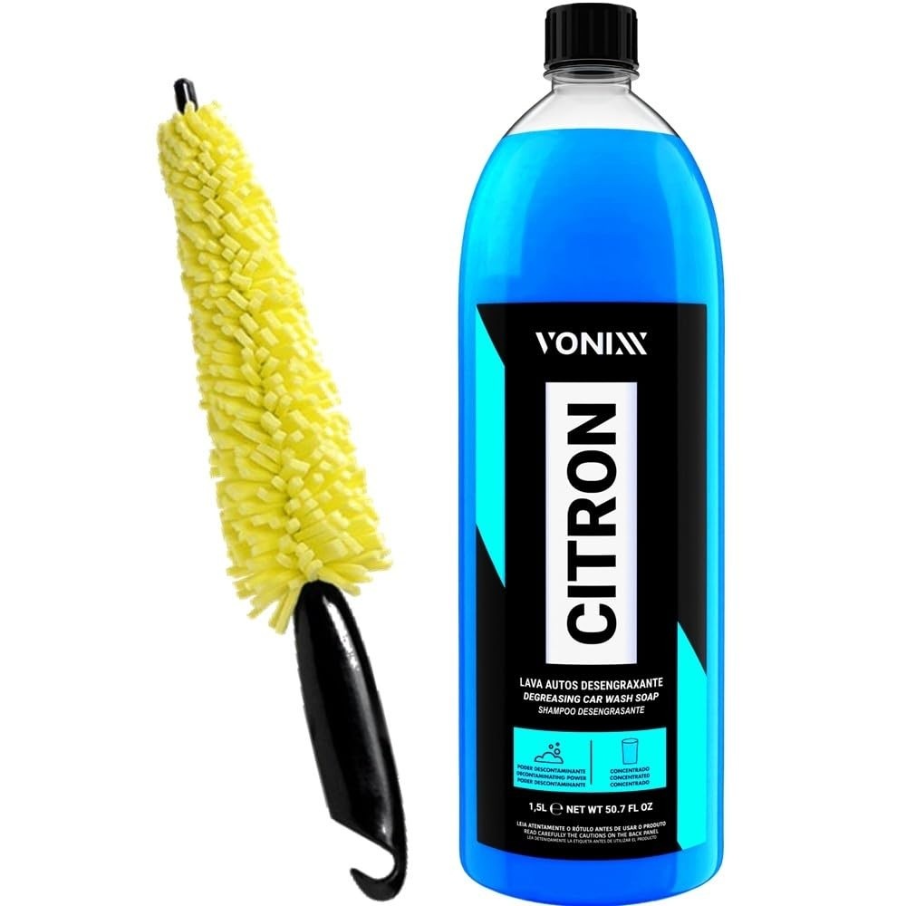 Kit Essencial: Shampoo Citron Vonixx 1,5L + Escova Karbox para Aros de Roda