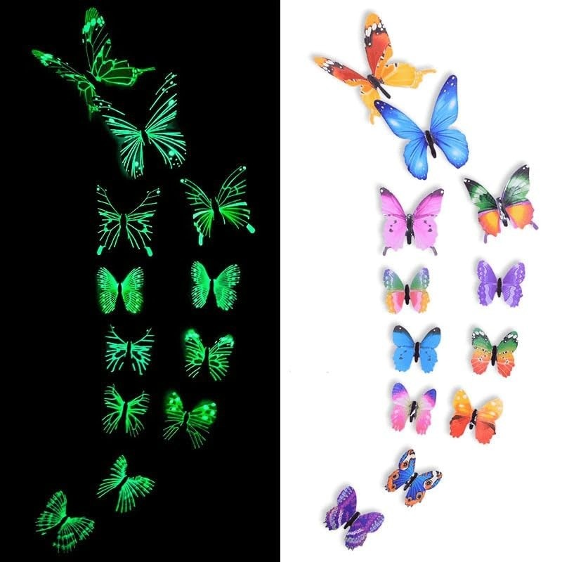 12 Adesivos de Parede Borboleta em PVC - Decoração Artística para Quarto e Halloween