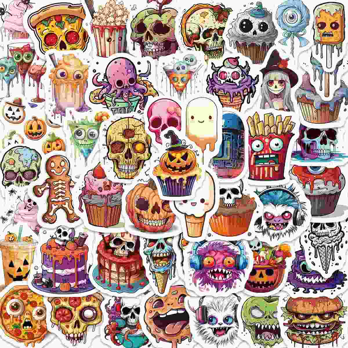 Pacote de Adesivos de Halloween Assustadoramente Divertido: Fantasmas, Abóboras e Caveiras para Personalizar seus Itens!