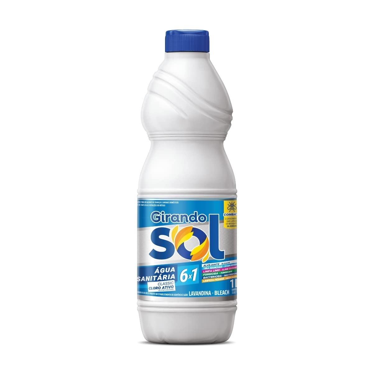 Girando Sol Água Sanitária Branca 1L - Alvejante Potente com Cloro Ativo