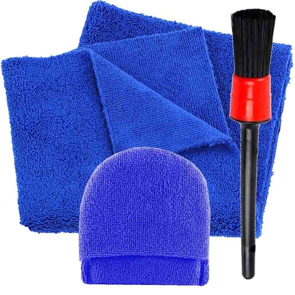 Kit Detalhamento Automotivo Karbox: Toalha Microfibra 40x60cm 400gsm, Aplicador e Pincel