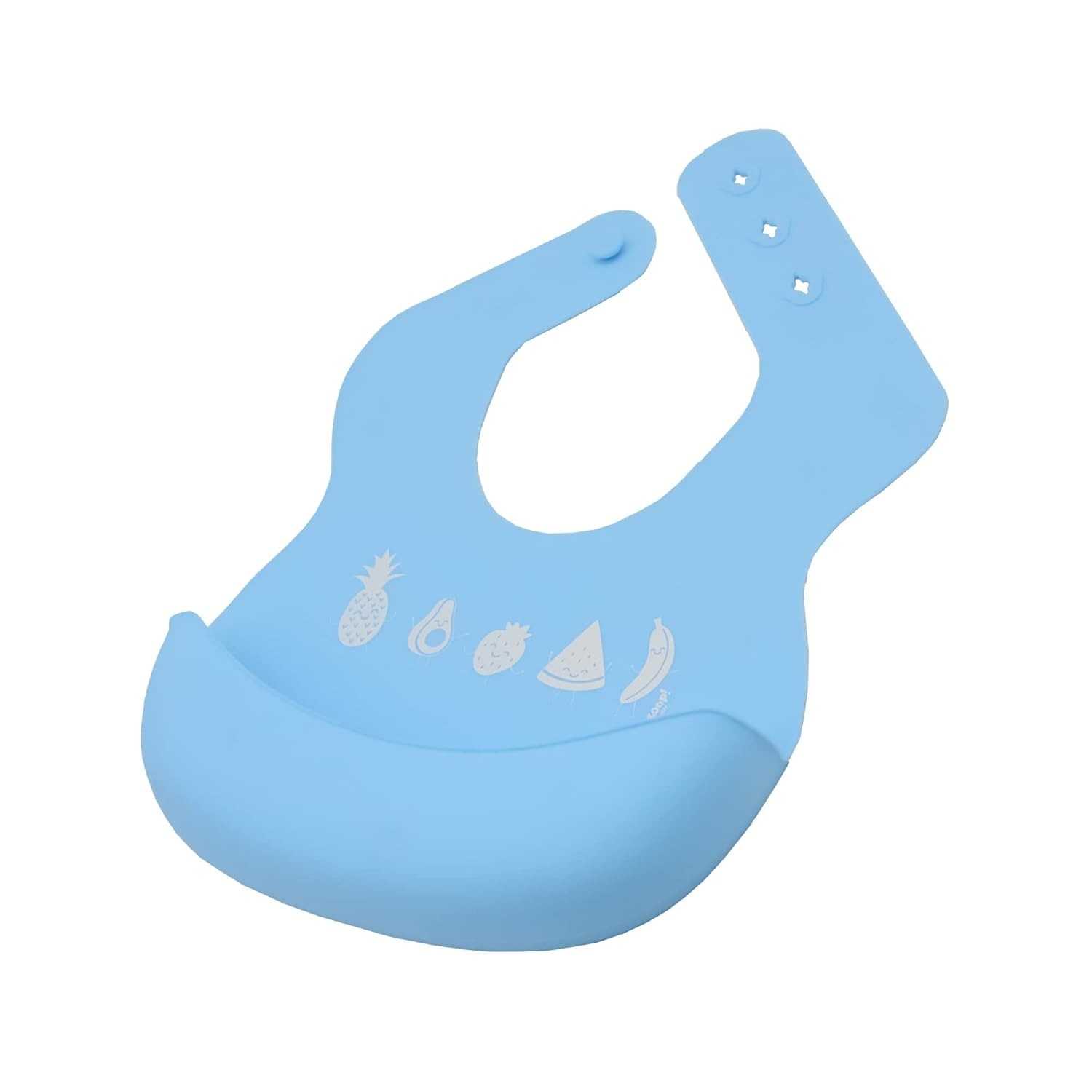 Babador com Bolso Azul em Silicone Zoop Baby - Proteção e Estilo para Bebês