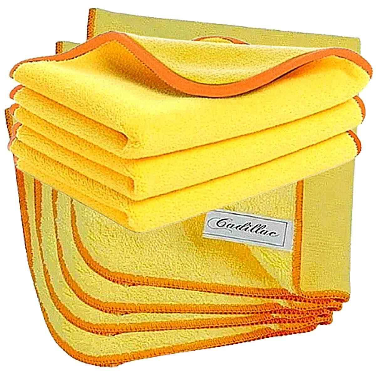 Kit 10 Flanelas Microfibra Amarela Cadillac 40x60cm: Limpeza Impecável e Brilho Duradouro