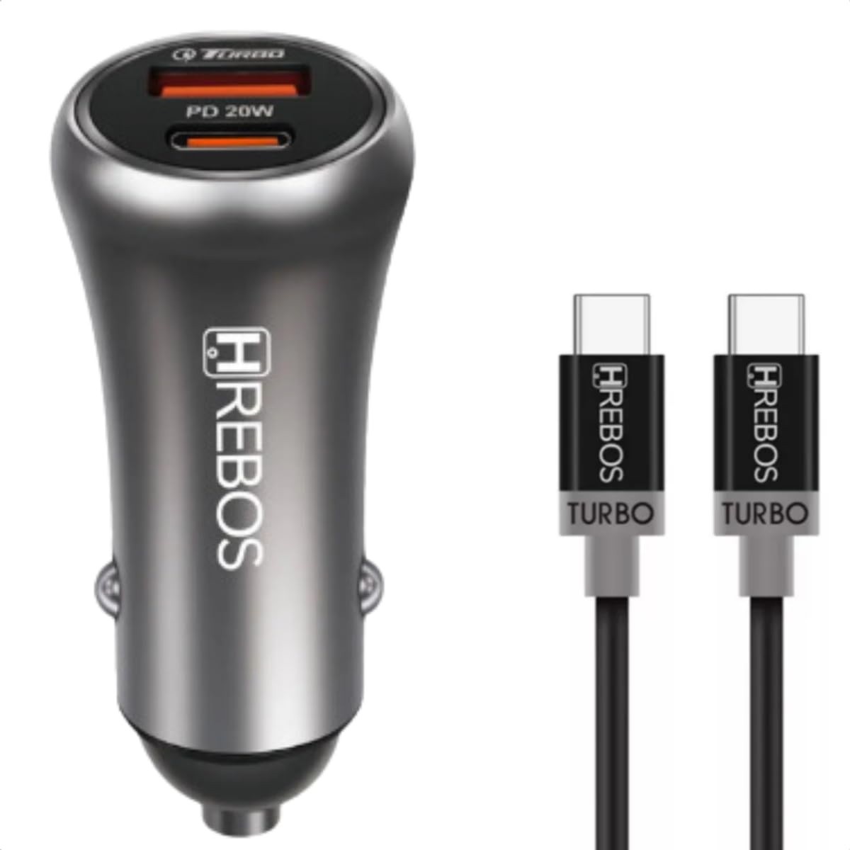 Carregador Veicular Turbo Hrebos com Cabo USB-C para iPhone 15: Potência e Segurança na Estrada