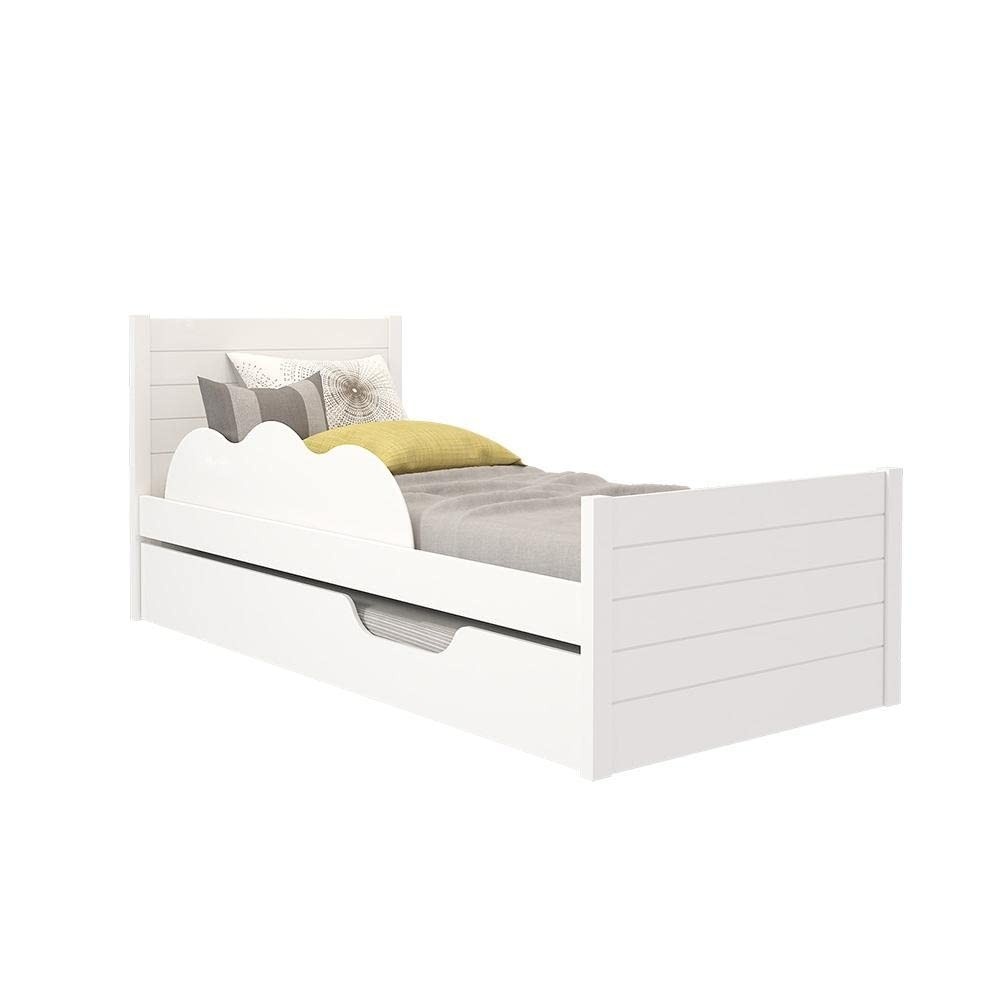 Cama Bibox Elza Branco com Rodízios e Grade Lateral - MDF 100% Premium