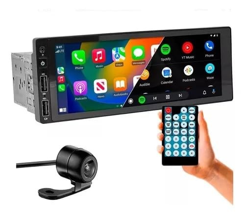 Central Multimídia 1 Din MP5 com Carplay, Android Auto e Câmera de Ré - Seu Carro Mais Inteligente!