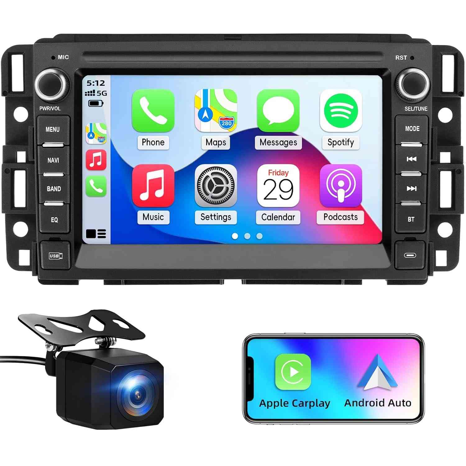 OHREX Central Multimídia para Chevy Silverado 2007-2013: Carplay, Android Auto e Câmera de Ré