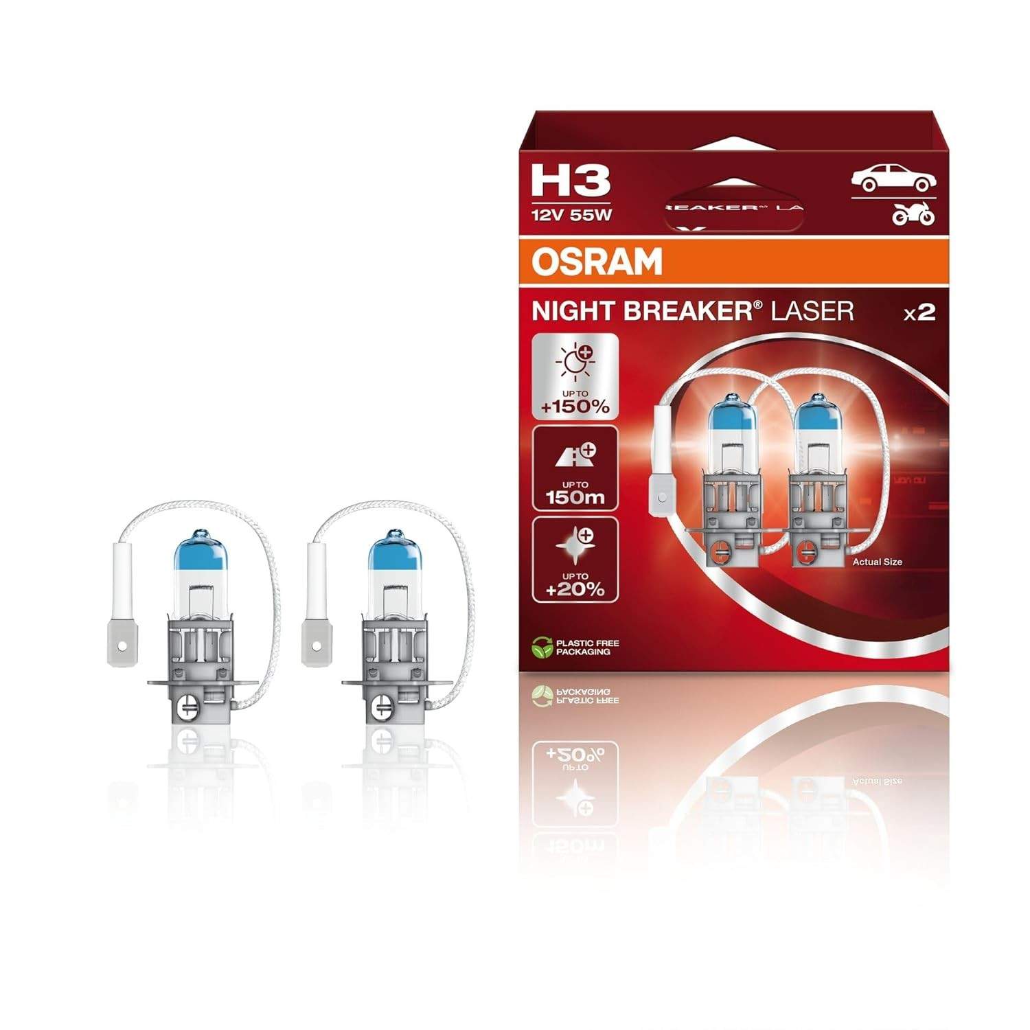 Lâmpada H3 Osram Night Breaker Laser: Ilumine Seu Caminho com 150% Mais Brilho!